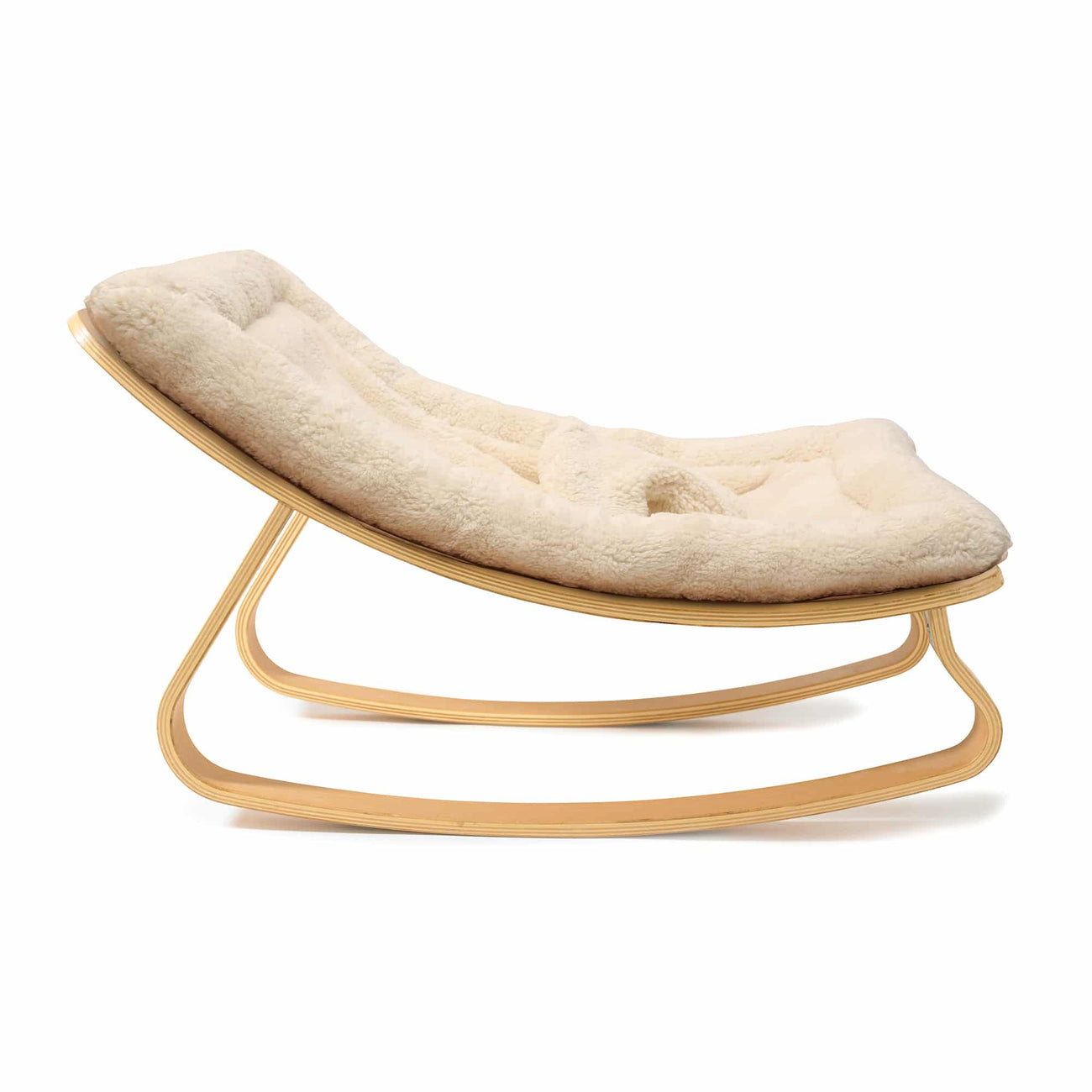 Levo Beech Baby Rocker with Teddy Fur Milk Cushion